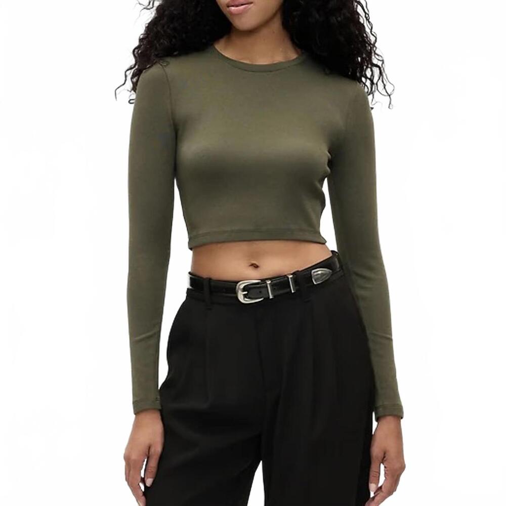 Gap Cotton Modal Blend Modern Crop T-Shirt Olive Green NWT Size Medium